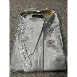 NWT Serge Platini Milan Italy Men's Silky Silver Dress Shirt, Tie, Pocket Square